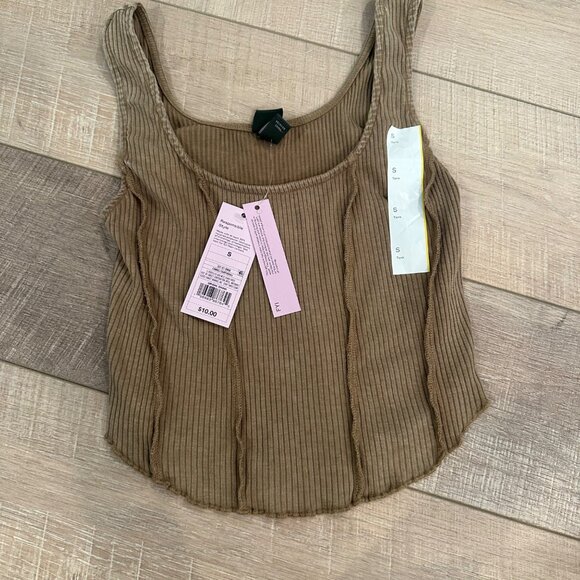 WILD FABLE WOMENS RIBBED BROWN TANK SHIRT NEW SMALL - Picture 1 of 4